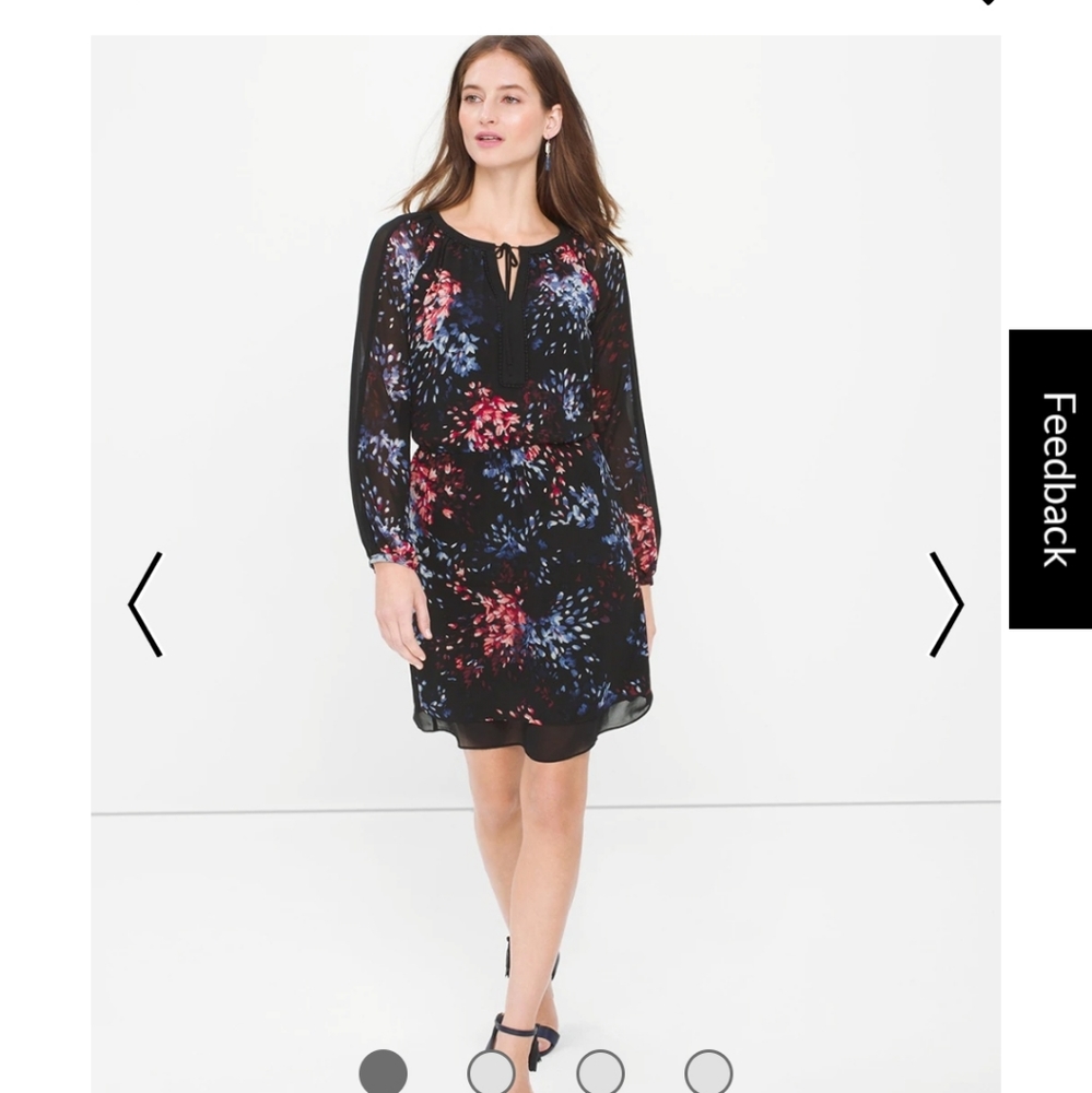 LONG-SLEEVE FLORAL PRINT DRESS